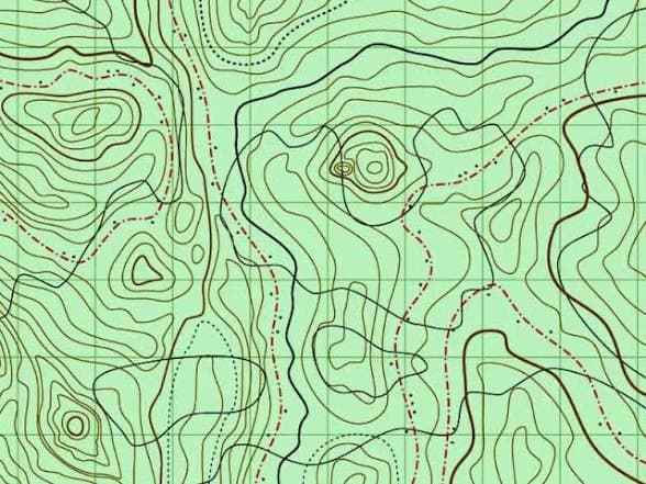 The original green topographic map with nested contour lines
