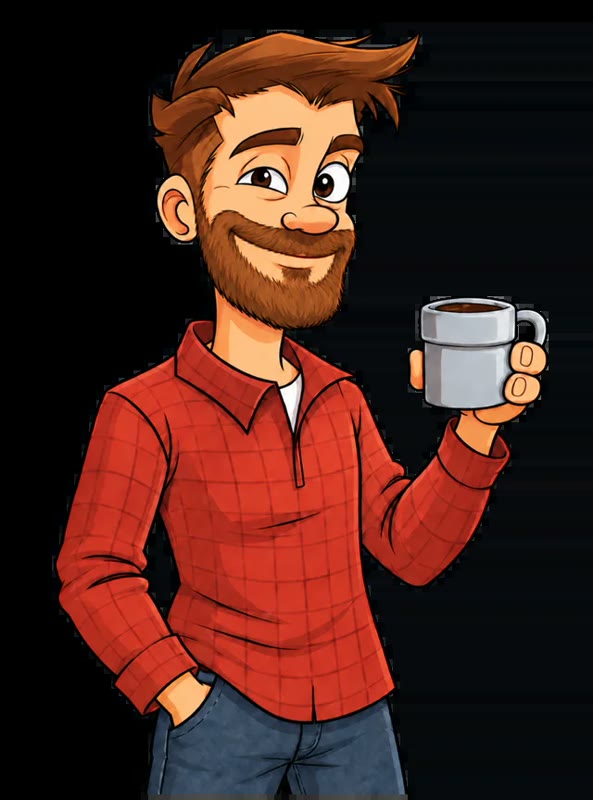 Nerd Dad holding coffee, the recurring character on this website