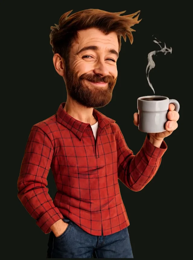 Realistic Nerd Dad narrowing one eye during his subtle wink.